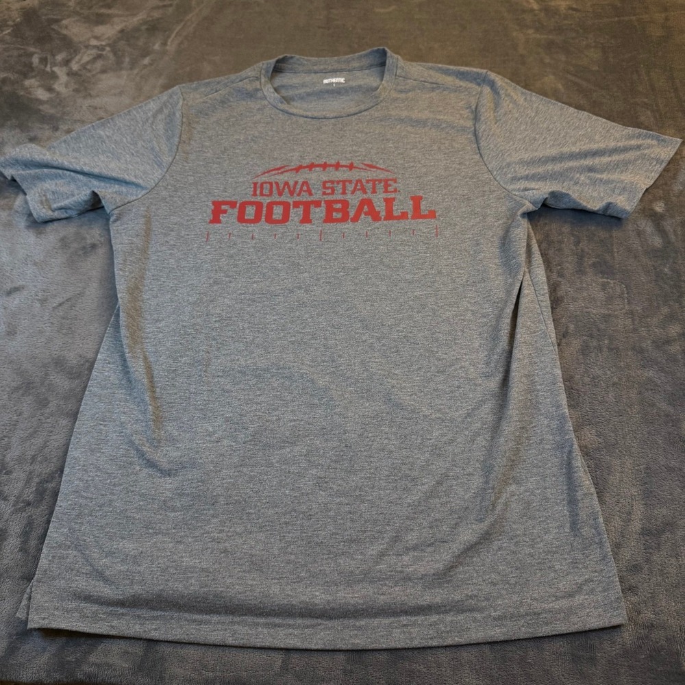 Authentic Iowa State Football T Shirt Mens Large Gray Performance Stretch